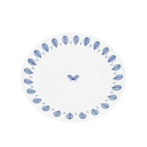 리스티 찬기 원접시 블루 나뭇잎 접시 시리즈 메인 플레이팅
